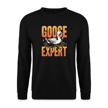 Funny Bird Goose - Unisex Sweatshirt - black - Front - Alina (178cm) & Michal (187cm)