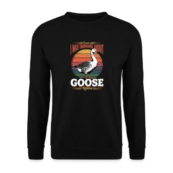 Funny Bird Goose - Unisex Sweatshirt - black - Front - Alina (178cm) & Michal (187cm)