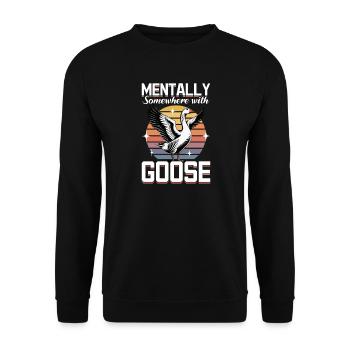 Funny Bird Goose - Unisex Sweatshirt - black - Front - Alina (178cm) & Michal (187cm)