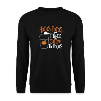Hokuspokus Ich brauche Kaffee, um mich zu konzentrieren - Unisex Pullover - Schwarz - Vorne - Alina (178cm) & Michal (187cm)
