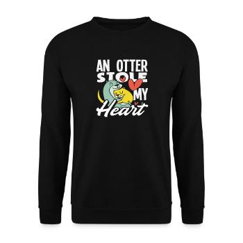 Otter Hat Mein Herz Gestohlen Seeotter Cartoon - Unisex Pullover - Schwarz - Vorne - Alina (178cm) & Michal (187cm)