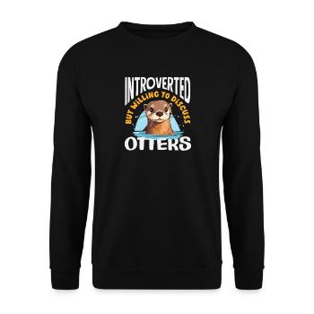 Introvertiert Diskutieren Seeotter Cartoon - Unisex Pullover - Schwarz - Vorne - Alina (178cm) & Michal (187cm)