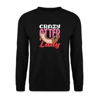 Crazy Otter Lady Sea Otter Cartoon - Unisex Sweatshirt - black - Front - Alina (178cm) & Michal (187cm)