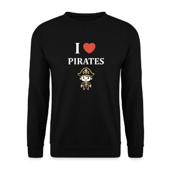 I love Pirates - Unisex Sweatshirt - black - Front - Alina (178cm) & Michal (187cm)
