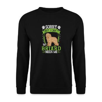 Briard kann nicht Berger de Brie - Unisex Pullover - Schwarz - Vorne - Alina (178cm) & Michal (187cm)