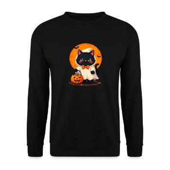 Chat d’Halloween avec citrouille d’Halloween - Sweat-shirt Unisexe - noir - Devant - Alina (178cm) & Michal (187cm)