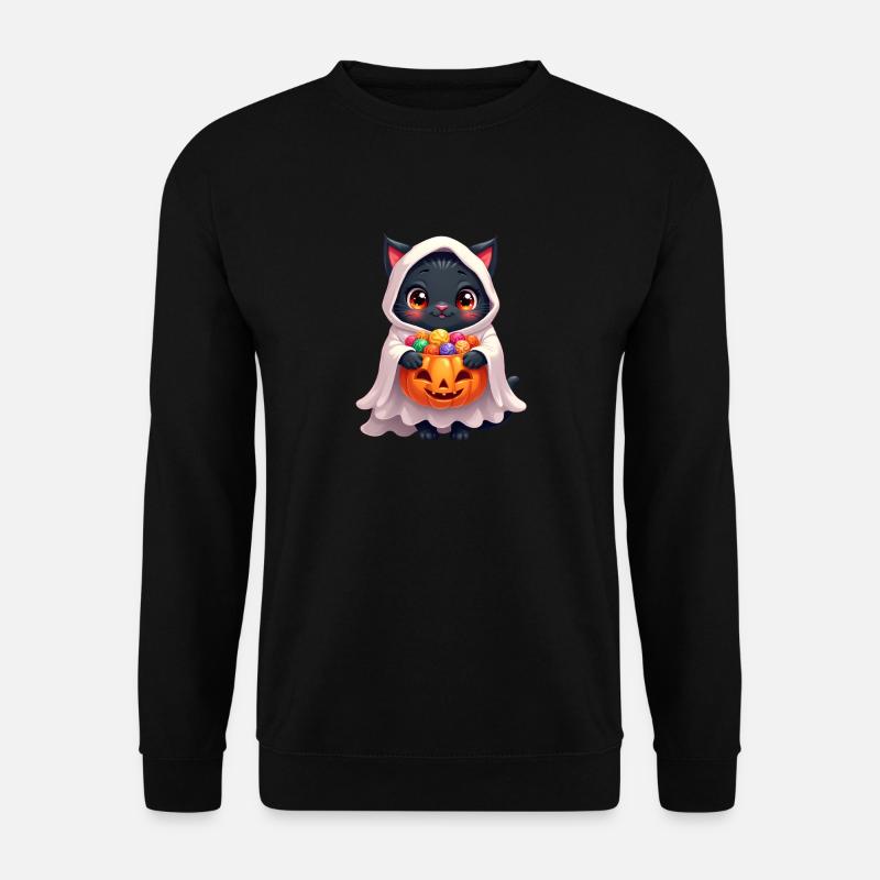 Halloween Cat with Halloween Pumpkin - Unisex Sweatshirt - black