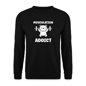 Bodybuilding Addict - Unisex Sweatshirt - black - Front - Alina (178cm) & Michal (187cm)
