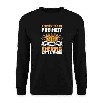 Bräutigam Polterabend Junggesellenabschied - Unisex Pullover - Schwarz - Vorne - Alina (178cm) & Michal (187cm)