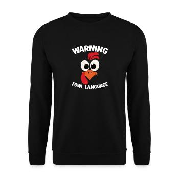 Warning_ _Fowl_Language_1 - Unisex Sweatshirt - black - Front - Alina (178cm) & Michal (187cm)