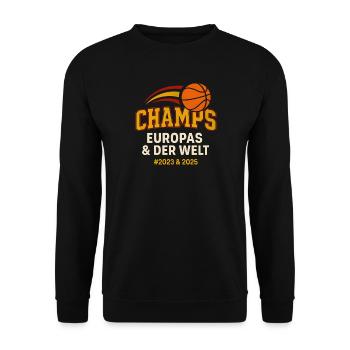 Basketball Champs Deutschland Basketballer  - Unisex Pullover - Schwarz - Vorne - Alina (178cm) & Michal (187cm)