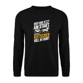Ici et maintenant, au départ, le meilleur cocher, plein - Sweat-shirt Unisexe - noir - Devant - Alina (178cm) & Michal (187cm)
