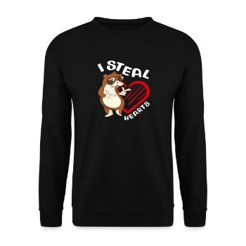 Steal Heart Seeotter Cartoon - Unisex Pullover - Schwarz - Vorne - Alina (178cm) & Michal (187cm)