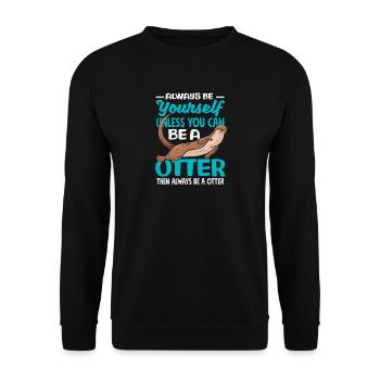 Be Yourself Sea Otter Cartoon - Unisex Sweatshirt - black - Front - Alina (178cm) & Michal (187cm)
