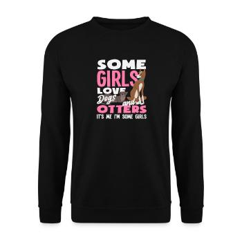 Fille, je suis un chien, loutre de mer, dessin animé - Sweat-shirt Unisexe - noir - Devant - Alina (178cm) & Michal (187cm)