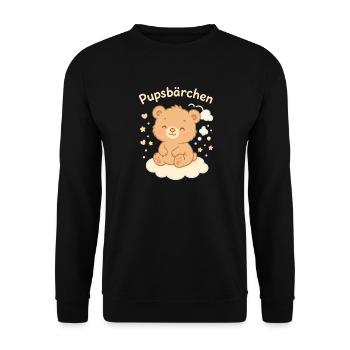 Pupsbärchen auf Wolke - Unisex Pullover - Schwarz - Vorne - Alina (178cm) & Michal (187cm)