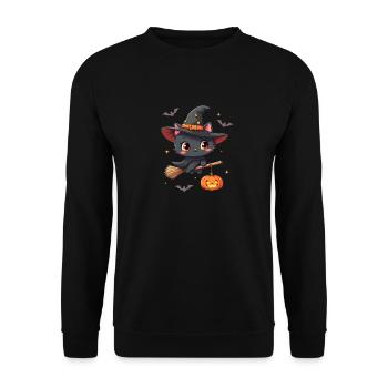 Halloween Cat with Halloween Pumpkin - Unisex Sweatshirt - black - Front - Alina (178cm) & Michal (187cm)
