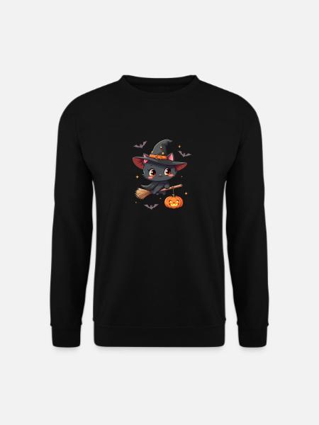 Halloween Cat with Halloween Pumpkin - Unisex Sweatshirt - black
