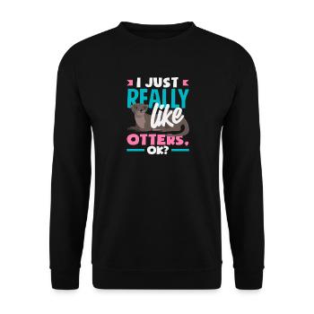 Realy Like Sea Otter Cartoon - Unisex Pullover - Schwarz - Vorne - Alina (178cm) & Michal (187cm)