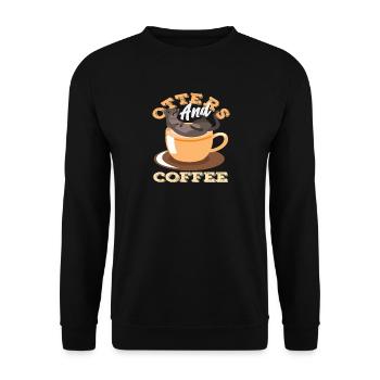 Kaffee Seeotter Cartoon - Unisex Pullover - Schwarz - Vorne - Alina (178cm) & Michal (187cm)