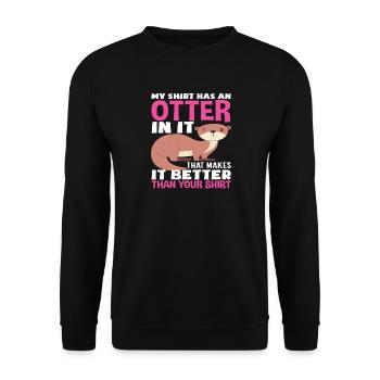 My shirt has an otter sea otter cartoon - Unisex Sweatshirt - black - Front - Alina (178cm) & Michal (187cm)