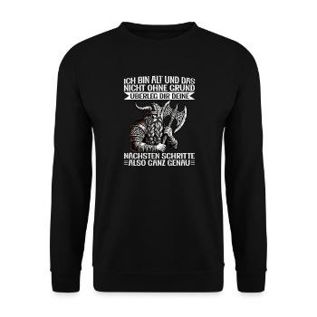 Wikinger Nordische Mythologie Götter - Unisex Pullover - Schwarz - Vorne - Alina (178cm) & Michal (187cm)