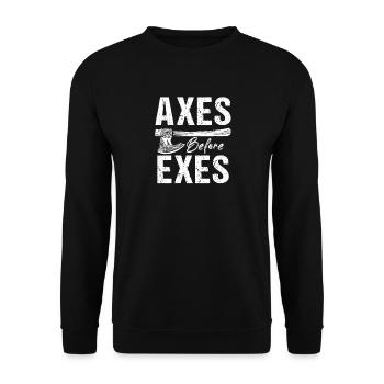 Mythologie viking Valhalla guerrier hache dictons - Sweat-shirt Unisexe - noir - Devant - Alina (178cm) & Michal (187cm)