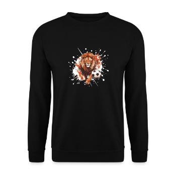 Löwe Fussball Team - Unisex Pullover - Schwarz - Vorne - Alina (178cm) & Michal (187cm)