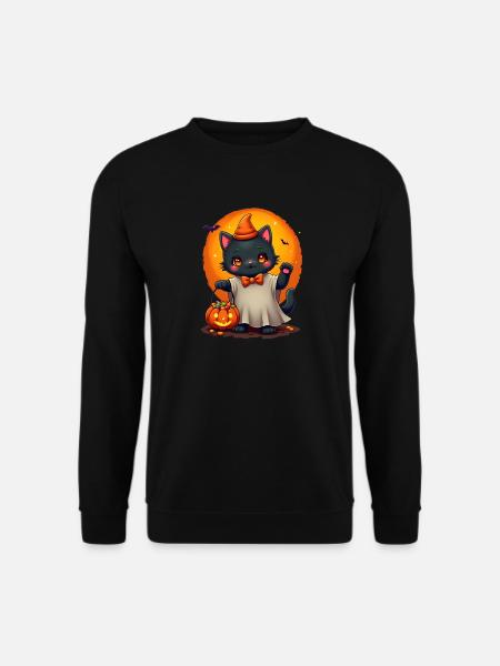 Halloween Cat with Halloween Pumpkin - Unisex Sweatshirt - black