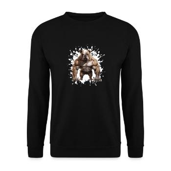 Bulldog Dog Muscles Bodybuilding - Unisex Sweatshirt - black - Front - Alina (178cm) & Michal (187cm)