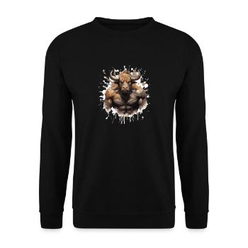 Bison Muskeln Bodybuilding Beast - Unisex Pullover - Schwarz - Vorne - Alina (178cm) & Michal (187cm)