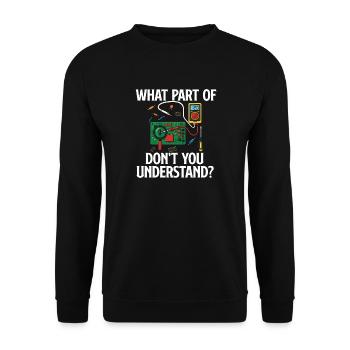 Welchen Teil verstehen Sie nicht? Elektrisches Zitat - Unisex Pullover - Schwarz - Vorne - Alina (178cm) & Michal (187cm)