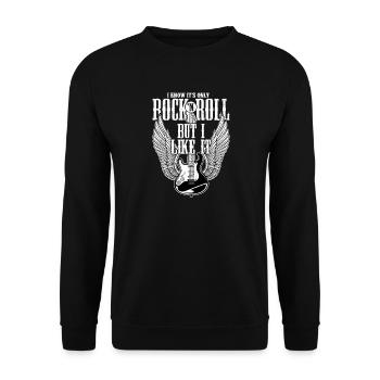 I Know It's Only Rock 'n Roll But I Like It Music  - Unisex Pullover - Schwarz - Vorne - Alina (178cm) & Michal (187cm)