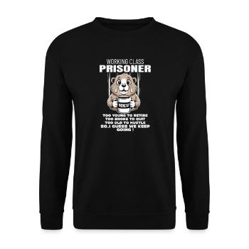 Monday Trapped Work Funny Work Outfit - Unisex Sweatshirt - black - Front - Alina (178cm) & Michal (187cm)