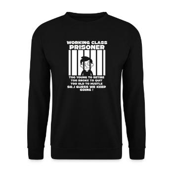 Monday Trapped Work Funny Work Outfit - Unisex Sweatshirt - black - Front - Alina (178cm) & Michal (187cm)