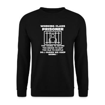 Monday Trapped Work Funny Work Outfit - Unisex Sweatshirt - black - Front - Alina (178cm) & Michal (187cm)