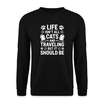 Voyage Dire Chat Drôle Vacances Voyage Cadeau - Sweat-shirt Unisexe - noir - Devant - Alina (178cm) & Michal (187cm)