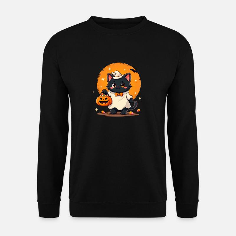 Halloween Cat with Halloween Pumpkin - Unisex Sweatshirt - black
