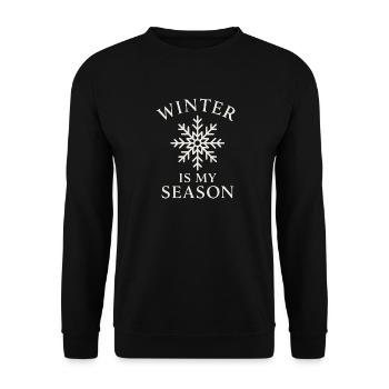 Winter is my Season – Schneeflocken & Winterliebha - Unisex Pullover - Schwarz - Vorne - Alina (178cm) & Michal (187cm)
