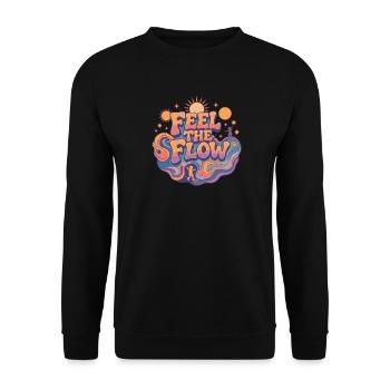 Psychedelic Retro – Feel the Flow - Unisex Sweatshirt - black - Front - Alina (178cm) & Michal (187cm)