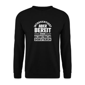 Intoverted Crossword Puzzle Discuss Humor - Unisex Sweatshirt - black - Front - Alina (178cm) & Michal (187cm)