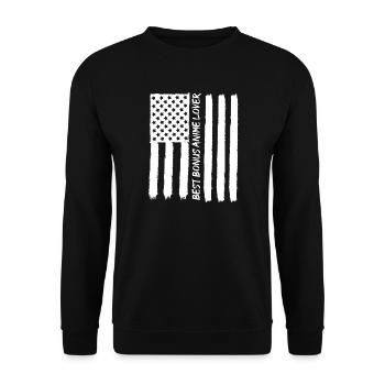 Anime Manga Otaku Kawaii USA America Flag Flag - Unisex Sweatshirt - black - Front - Alina (178cm) & Michal (187cm)
