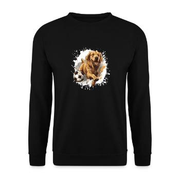 Golden Retriever Hund Fussball Sport - Unisex Pullover - Schwarz - Vorne - Alina (178cm) & Michal (187cm)