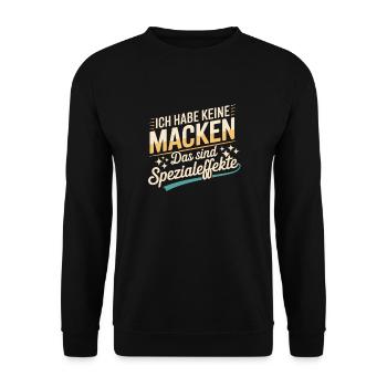 Sarkasmus? Ich? Niemals. – Lustiges Sprüche Design - Unisex Pullover - Schwarz - Vorne - Alina (178cm) & Michal (187cm)