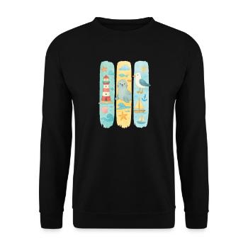 Phare maritime phoque mouette côte - Sweat-shirt Unisexe - noir - Devant - Alina (178cm) & Michal (187cm)