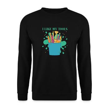 Artiste Peintre Graphique J’aime mes outils Dessin - Sweat-shirt Unisexe - noir - Devant - Alina (178cm) & Michal (187cm)