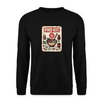 PHO KIT Soupe vietnamienne aux nouilles pho - Sweat-shirt Unisexe - noir - Devant - Alina (178cm) & Michal (187cm)