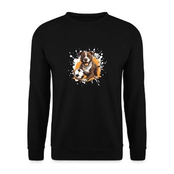 Staffordshire Bull Terrier Hund Fussball - Unisex Pullover - Schwarz - Vorne - Alina (178cm) & Michal (187cm)
