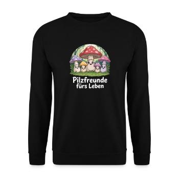Mushroom Picking Mushrooms Picking Mushroom Hunters Forest - Unisex Sweatshirt - black - Front - Alina (178cm) & Michal (187cm)