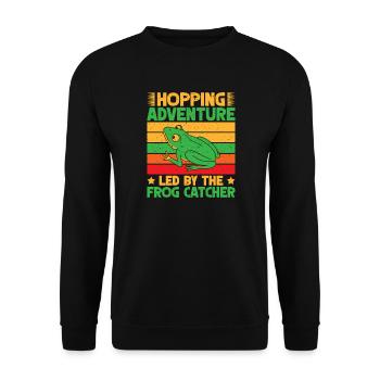 Frog Catcher Hopping Adventure Frog - Unisex Pullover - Schwarz - Vorne - Alina (178cm) & Michal (187cm)